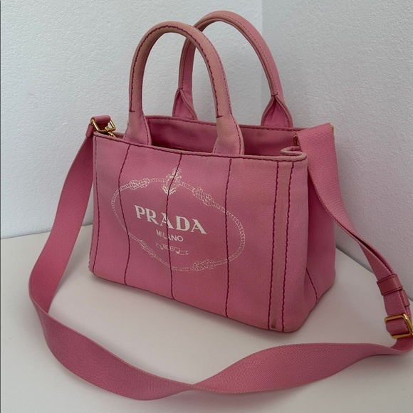 💯Authentic Prada  Canapa Pink Tote Bag🍀 - Picture 8 of 16